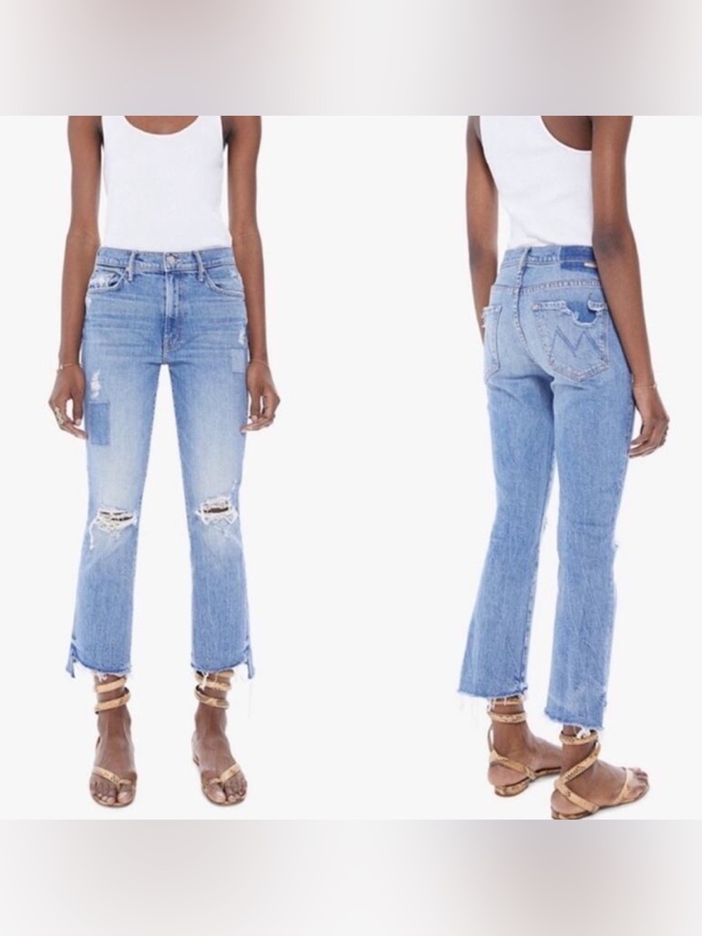 MOTHER Insider Crop Step Fray We Are Castaways High Rise Distressed Jeans Sz 26